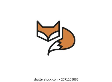 Fox Logo Symbol Design. Vector Logo Template. A modern and trendy vector emblem of a fox with a head and a tail in geometric and playful design style. EPS10
