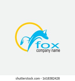  Fox Logo Template. Circle Abstract Fox Vector Design. Animal Circular Illustration