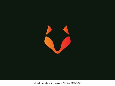 Fox logo template. flat and line art style icon collection