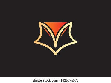 Fox logo template. flat and line art style icon collection
