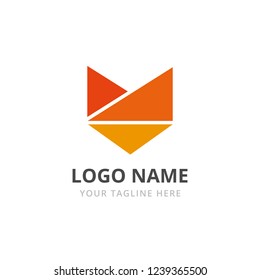 Fox logo template. Geometric Fox logotype. Colorful Fox emblem for Corporate Business Identity.