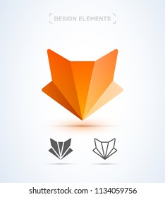 Fox logo template. Origami, material design, flat and line art style icon collection