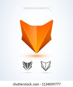 Fox logo template. Origami, material design, flat and line art style icon collection