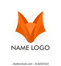 Fox logo template. Origami, material design, flat and line art style icon