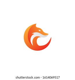 fox logo vector design with animal swoosh element template