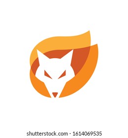 fox logo vector design with swoosh element ornament template