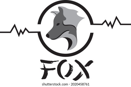 Fox logo vector design with typography isolated white background