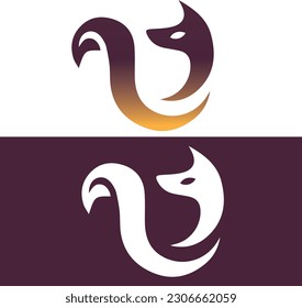 Fox logo with in vector file. Fox icon design. Fox initial alphabet logo design. Purple yellow logo design. Fox in vector file.