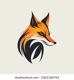 A fox logo vector head with orange and gray black color