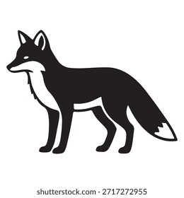 Ícone Vetor Do Logotipo Fox. Design de vida selvagem preto e branco.