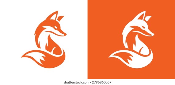 Fox Logo Vector, Minimalist Fox Mascot Emblem, Orange Wildlife Animal Symbol for Business Branding and Identity