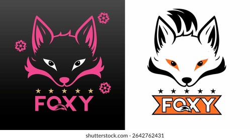 FOX LOGO VECTOR MOCKUP, BLACK AND PINK