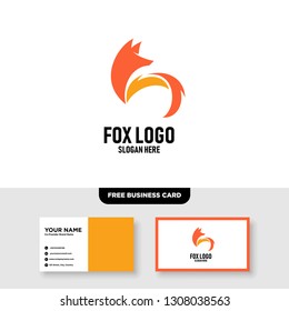 Fox Logo Vector Template, Free Business Card Mockup