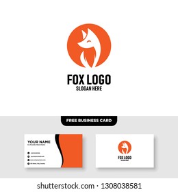 Fox Logo Vector Template, Free Business Card Mockup