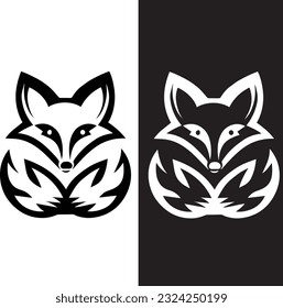 Fox logos and icons concepts in black and white in vector art