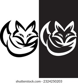 Fox logos and icons concepts in black and white in vector art