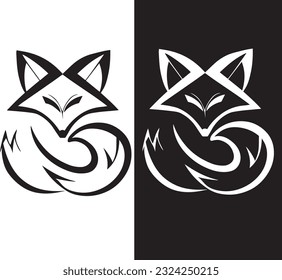Fox logos and icons concepts in black and white in vector art