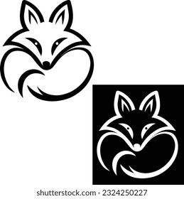 Fox logos and icons concepts in black and white in vector art