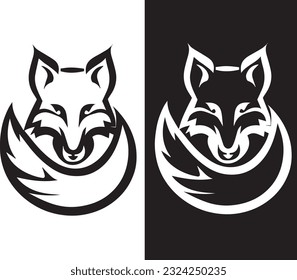 Fox logos and icons concepts in black and white in vector art