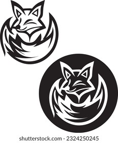 Fox logos and icons concepts in black and white in vector art