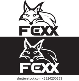 Fox logos and icons concepts in black and white in vector art