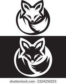 Fox logos and icons concepts in black and white in vector art