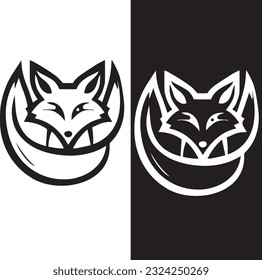 Fox logos and icons concepts in black and white in vector art