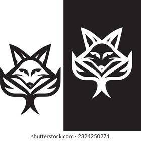 Fox logos and icons concepts in black and white in vector art