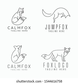 Fox Logos with line art concept