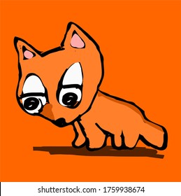 Fox Looking Down Isolated children's animal vector