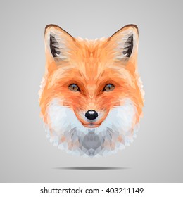 Fox low poly portrait. Abstract polygonal illustration.