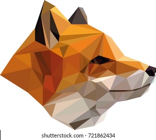 fox in low poly style, polygonal portrait