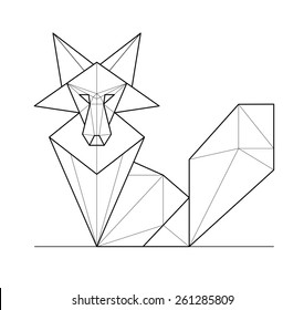 Fox. Low polygon linear vector illustration