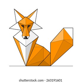 Fox. Low polygon linear vector illustration