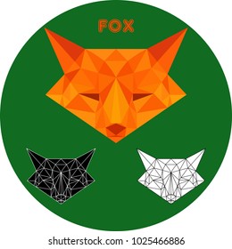 Fox in lowpoly style on forest green background