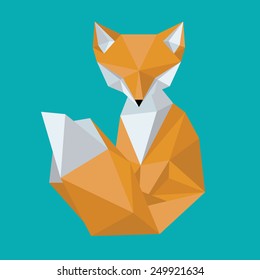 Fox made in the style low poly.Volume illustration