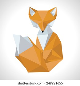 Fox made in the style low poly.Volume illustration