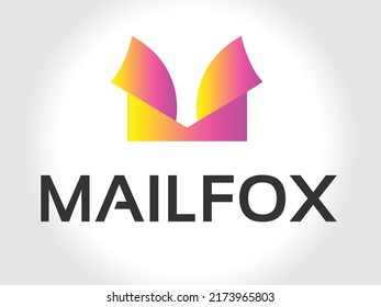 Fox mail logo design. Vector Illustration. Logo illustration mail fox gradient colorful style. abstract fox logo. email icon.