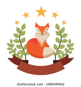 fox mammal happy autumn season flat design