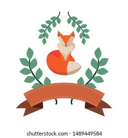 fox mammal happy autumn season flat design