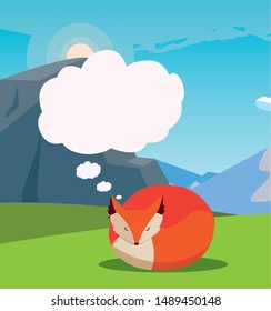 fox mammal happy autumn season flat design