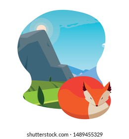 fox mammal happy autumn season flat design