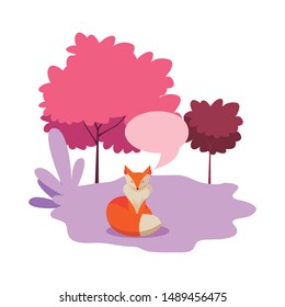 fox mammal happy autumn season flat design