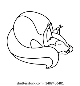 fox mammal happy autumn season outline design