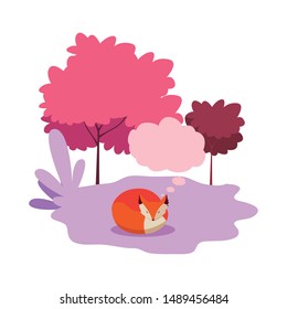 fox mammal happy autumn season flat design