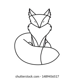 fox mammal happy autumn season outline design