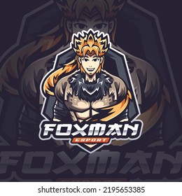 Fox Man Mascot Esport Logo Design Illustration For Gaming Club