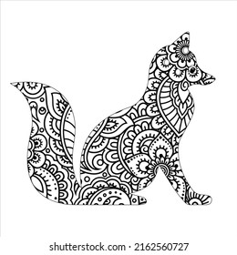 Fox Mandala Coloring Page Fox Line Stock Vector (Royalty Free ...