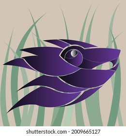Fox in maroon running in a jungle; abstract, modern and crystal.