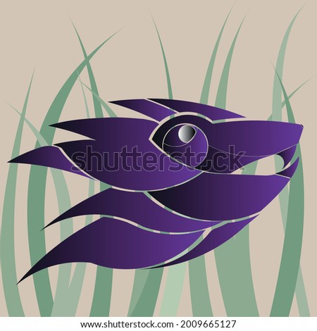 Fox in maroon running in a jungle; abstract, modern and crystal.
